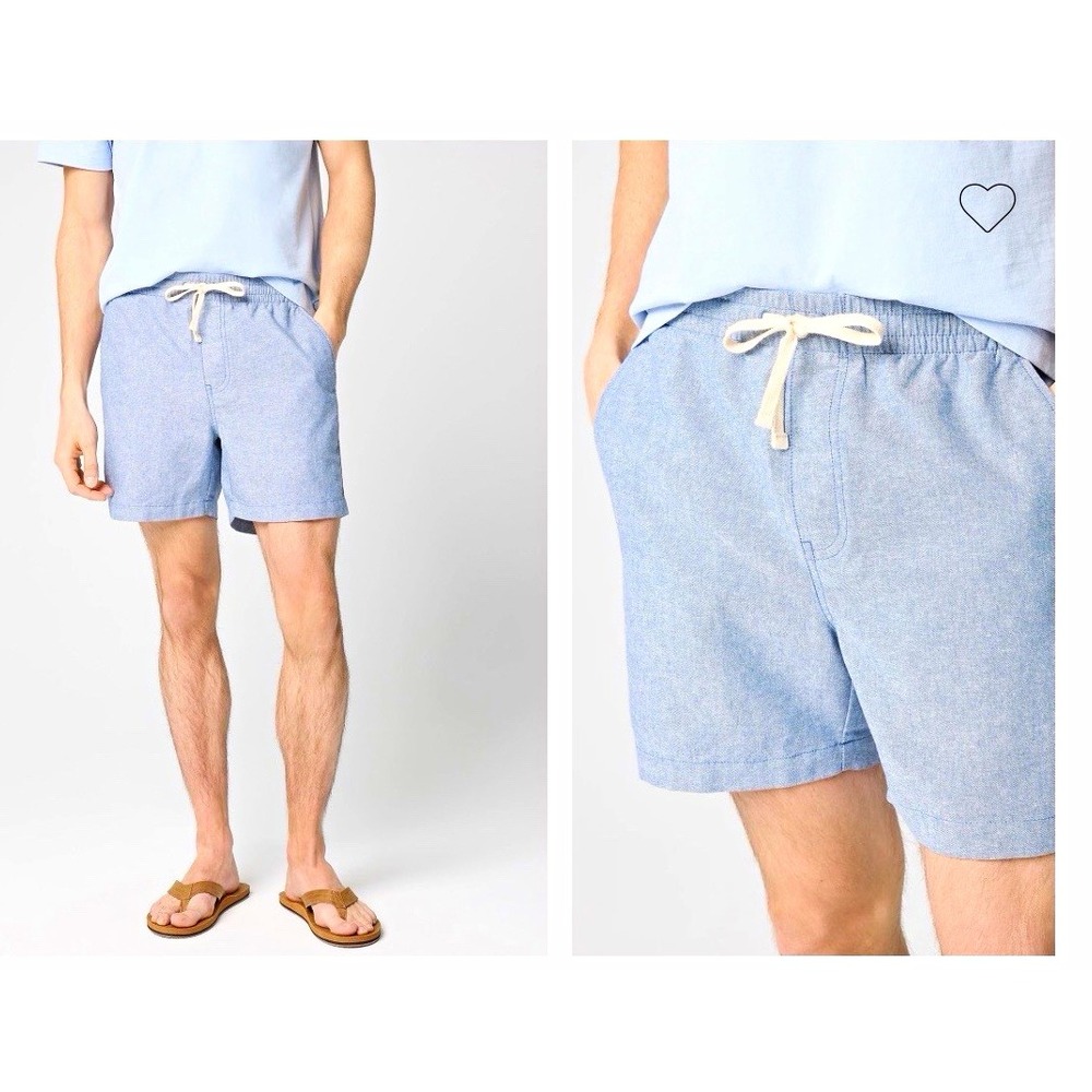 J.CREW Men's Blue Linen-Cotton Drawstring Elastic Waist Shorts XL CS738